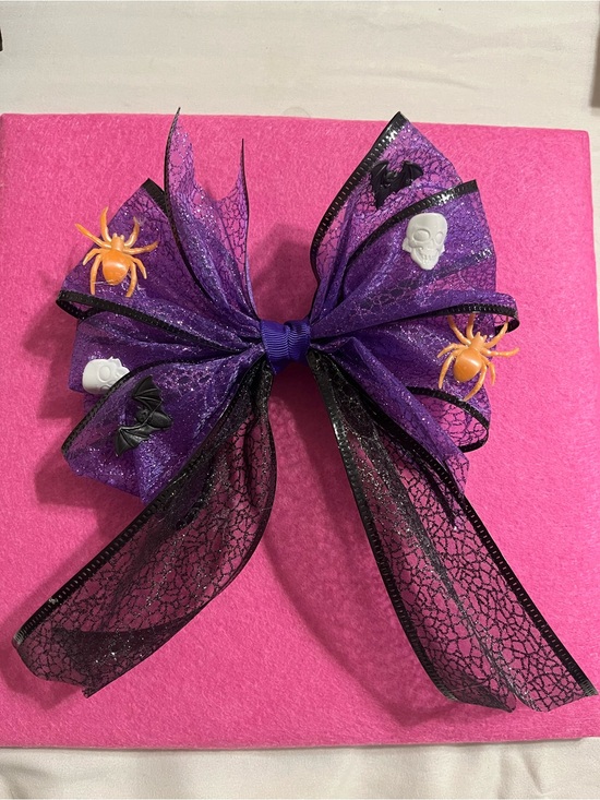 Other - Handmade Halloween Spider & Skull Decorative Bow - Purple